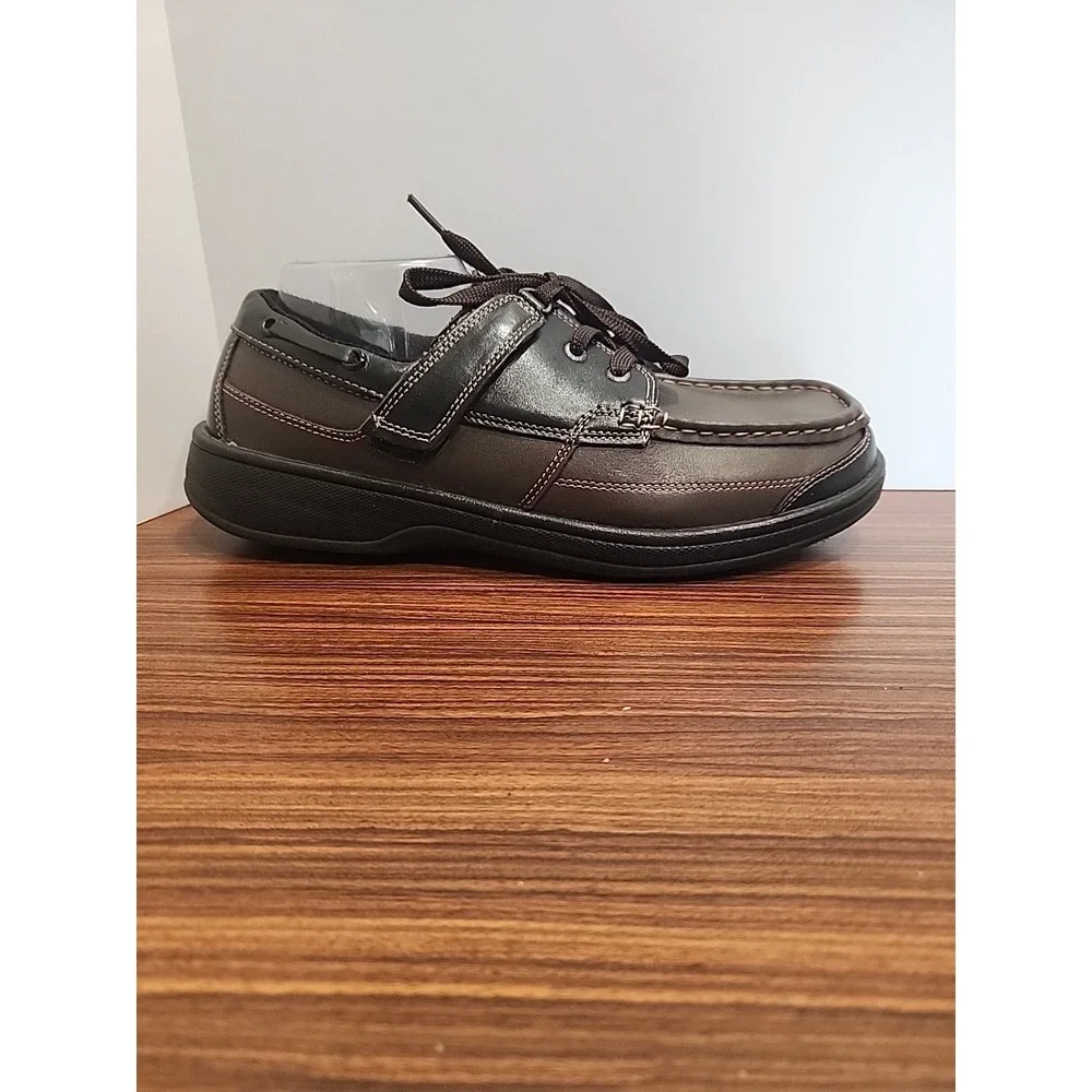 Orthofeet 422 Baton Rouge Shoes Men 9.5 2E Wide‎ Brown Black Leather Boat Loafer